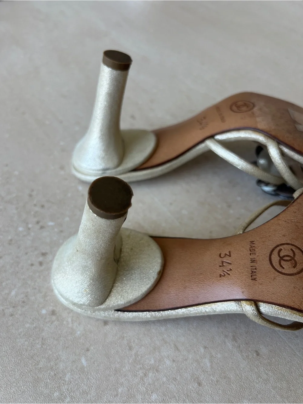Chanel Vintage Camellia Flower Shell Sandals